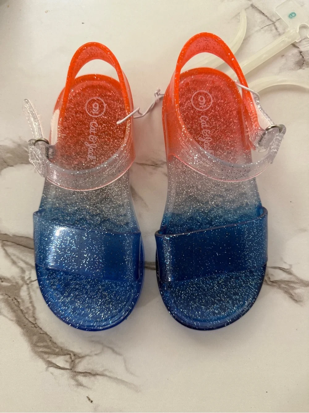 & Other Stories Girls Glitter Ombre Jelly Sandals in Blue and Orange
